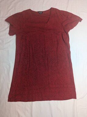 Original Nicole Miller Red Linen Blend Short Sleeve Dress - Size XL